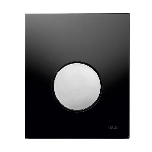 TECE Loop WC-Betätigungsplatte für Urinale, Glas schwarz für Zweimengentechnik, chrom glänzend