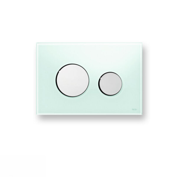 TECE loop WC-Betätigungsplatte, 2-Mengentechnik, Glas mintgrün, Tasten chrom glänzend