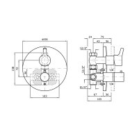 Zucchetti Fully Round UP-Thermostatarmatur mit 1 Absperrventil Sichtteil chrom